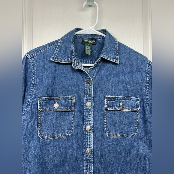VTG Ralph Lauren Jeans Co Denim Womens Shirt Sz M Western Heavy Cotton Retro - Picture 2 of 8